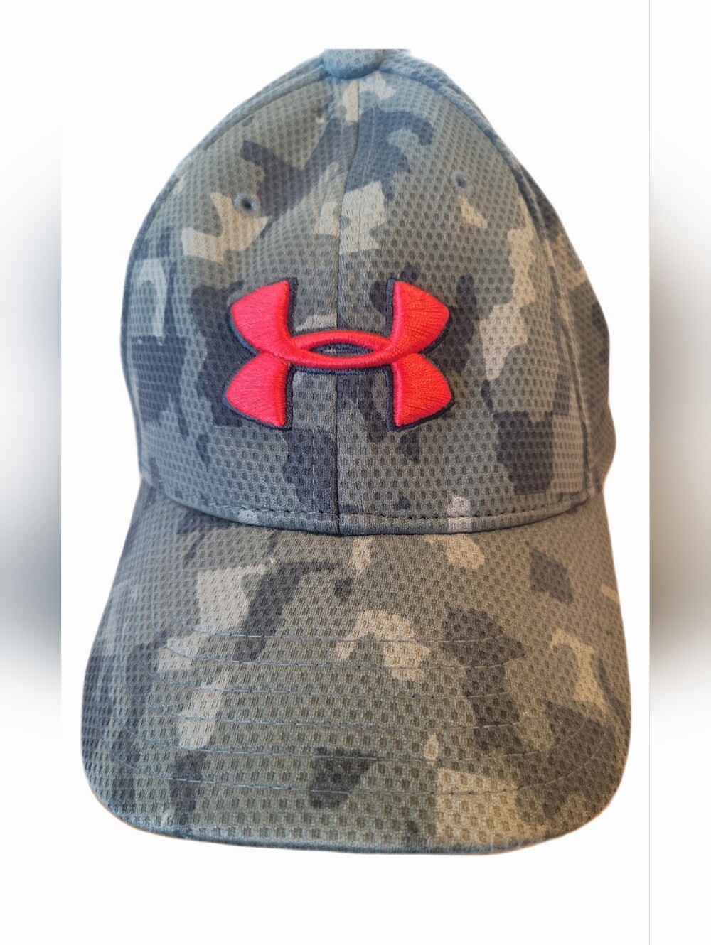 Under Armour Kids' Camo Baseball Cap Red Logo